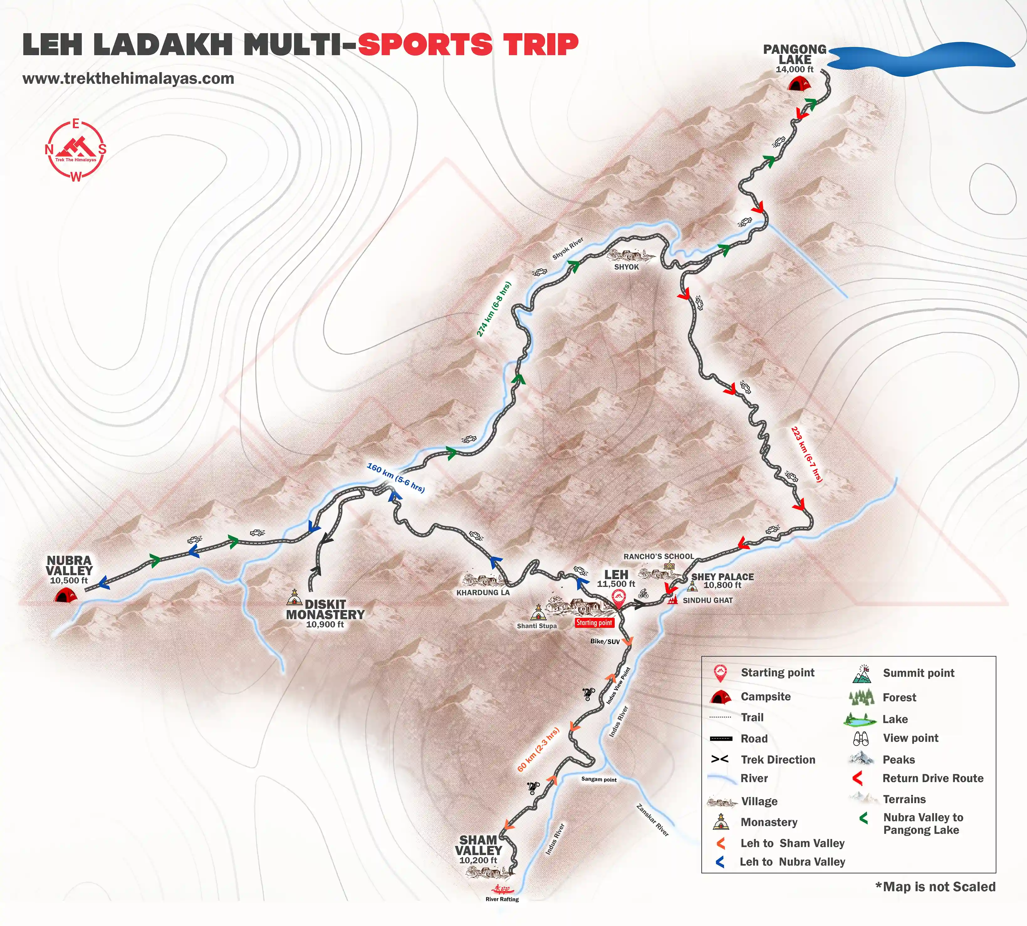 Leh Ladakh Multi-Sports Trip Maps